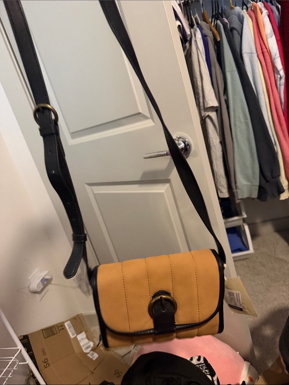 Universal Thread Tan Crossbody with Black Trim